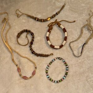 Handmade Adjustable Cord and Beaded Bracelets